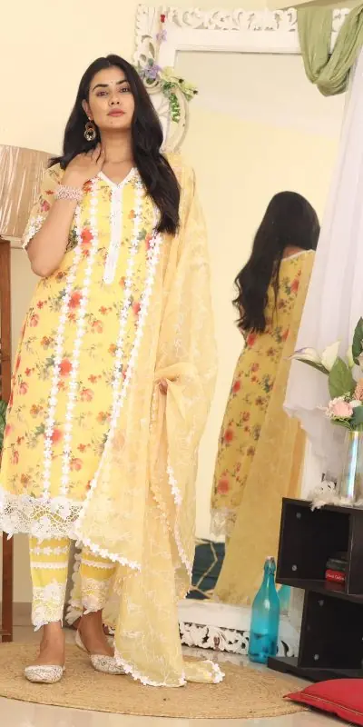 RTC 8043 Yellow Color Organza Silk Digital Printed Thread Anarkali Suit Casual, Wedding, Festive, Events Etc. Expected Delivery 4-6 Working Days @1799/- | Anarkali Suits, Bollywood Anarkali, Creative-Anarkali, Designer Anarkali, Embroidered Anarkali, Party Wear Anarkali