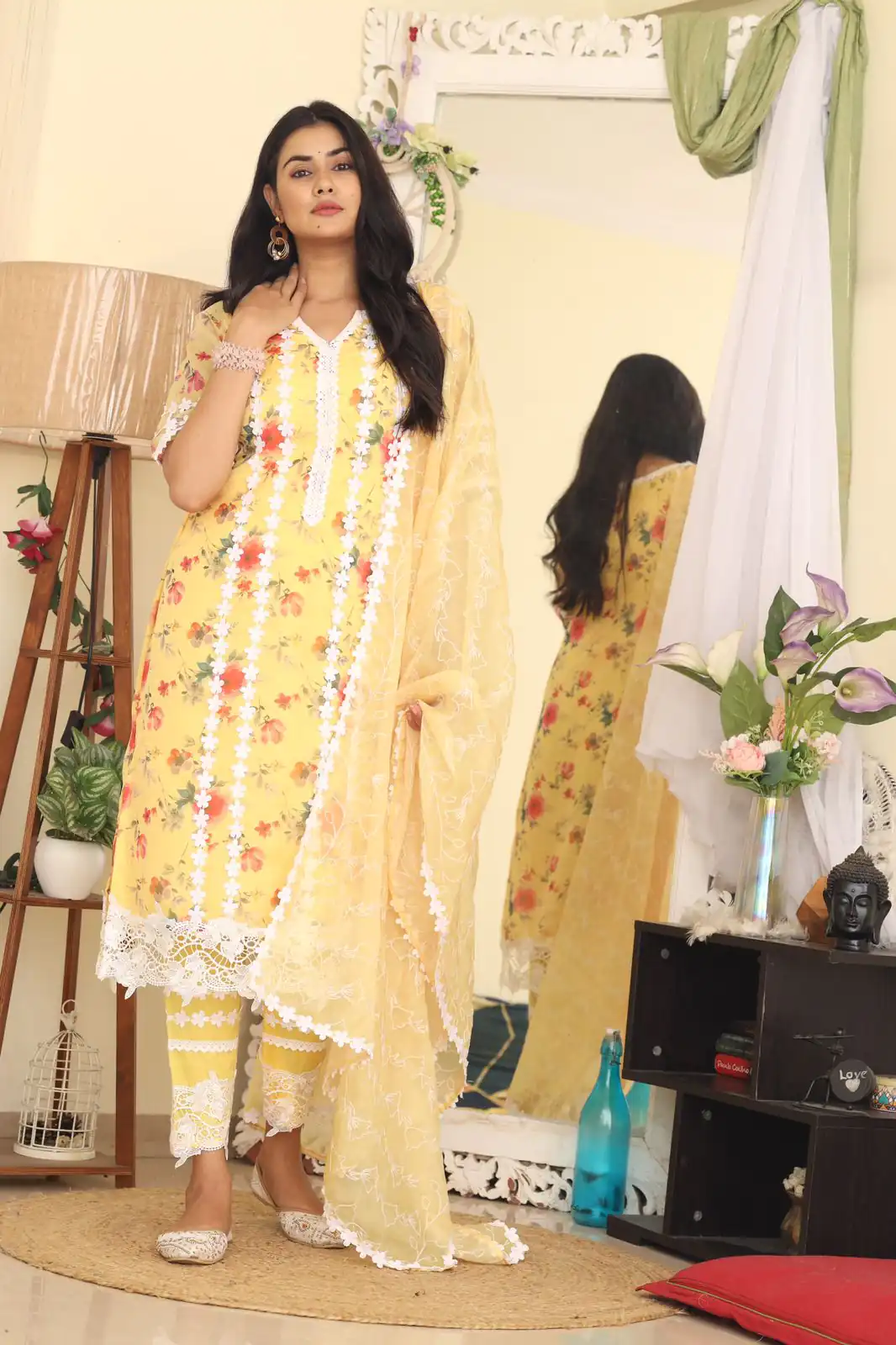 RTC 8043 Yellow Color Organza Silk Digital Printed Thread Anarkali Suit Casual, Wedding, Festive, Events Etc. Expected Delivery 4-6 Working Days @1799/- | Anarkali Suits, Bollywood Anarkali, Creative-Anarkali, Designer Anarkali, Embroidered Anarkali, Party Wear Anarkali