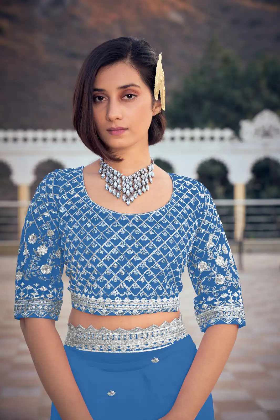 KT 244 Blue Color Bright Organza Silk Sequence Work Saree Blouse: Bangalore Silk Casual, Party Wear, Wedding Expected Delivery 4-6 Working Days@1899/- | Bollywood Sarees, Creative Sarees, Designer Sarees, Embroidered Sarees, Party Wear Sarees, Sarees