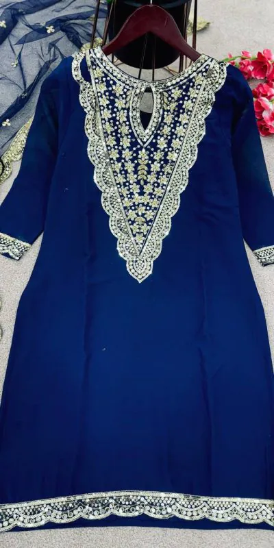 NSR 784 Blue Color Georgette Embroidery Sequence Mirror Hand Work Salwar Suit Casual, Party Festive, Events Etc. Expected Delivery 4-6 Working Days @2050/- | Jump Suits, Casual Suits, Creative suits, Designer Suits, Palazzo Suits, Party Wear Suits, Patiala Suits, Salwar suit, Straight Suits