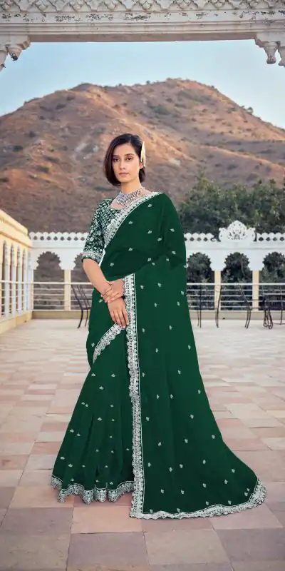 KT 244 Green Color Bright Organza Silk Sequence Work Saree Blouse: Bangalore Silk Casual, Party Wear, Wedding Expected Delivery 4-6 Working Days@1899/- | Bollywood Sarees, Creative Sarees, Designer Sarees, Embroidered Sarees, Party Wear Sarees, Sarees