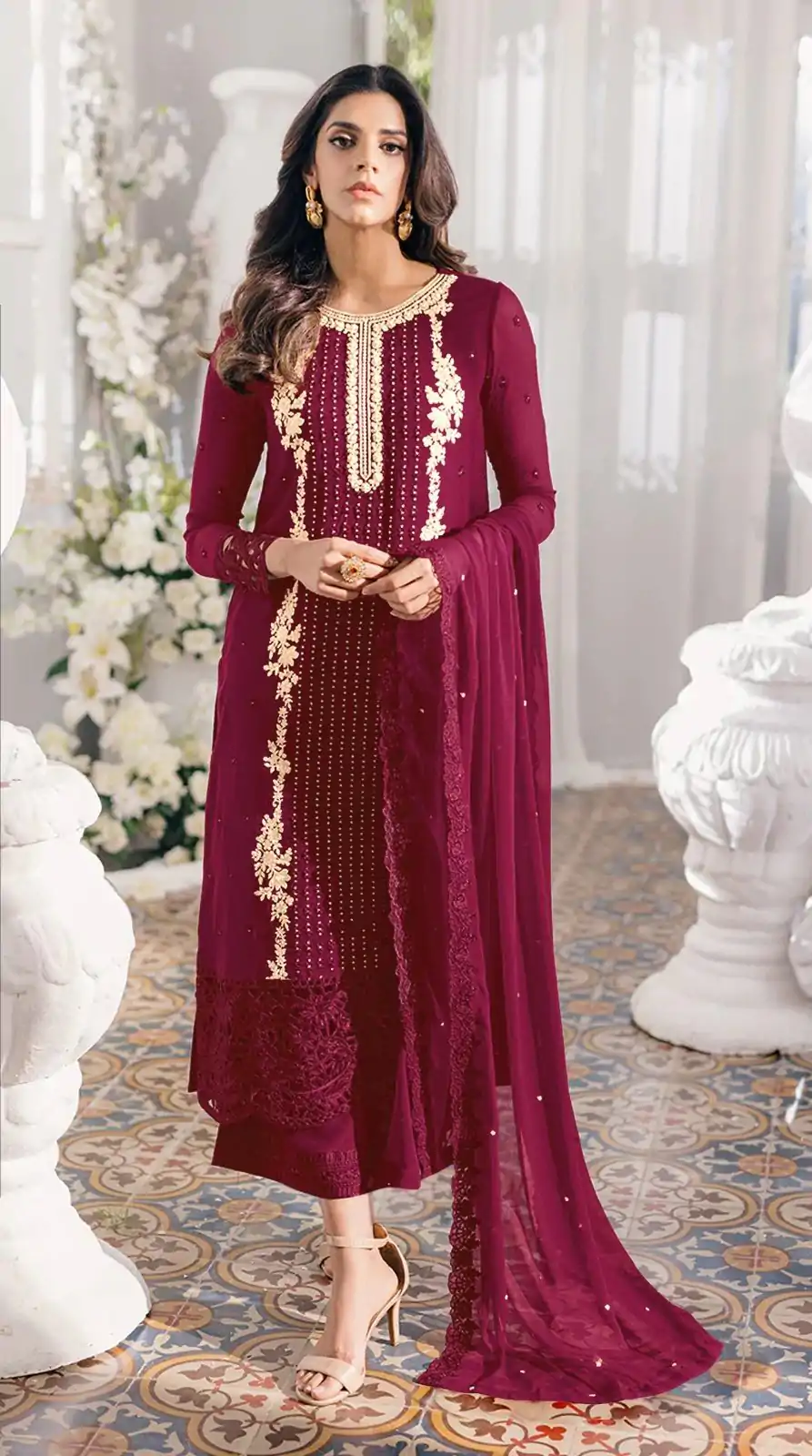 FC Mariya 1032 Marooon Color Heavy Georgette Embroidery Anarkali Suit Wedding, Party, Festive events, etc. Expected Delivery 4-6 Working Days @1949/- | Anarkali Suits, Bollywood Anarkali, Creative-Anarkali, Designer Anarkali, Embroidered Anarkali, Party Wear Anarkali