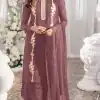 Dazzling Onion Color Heavy Georgette Embroidery Anarkali Suit