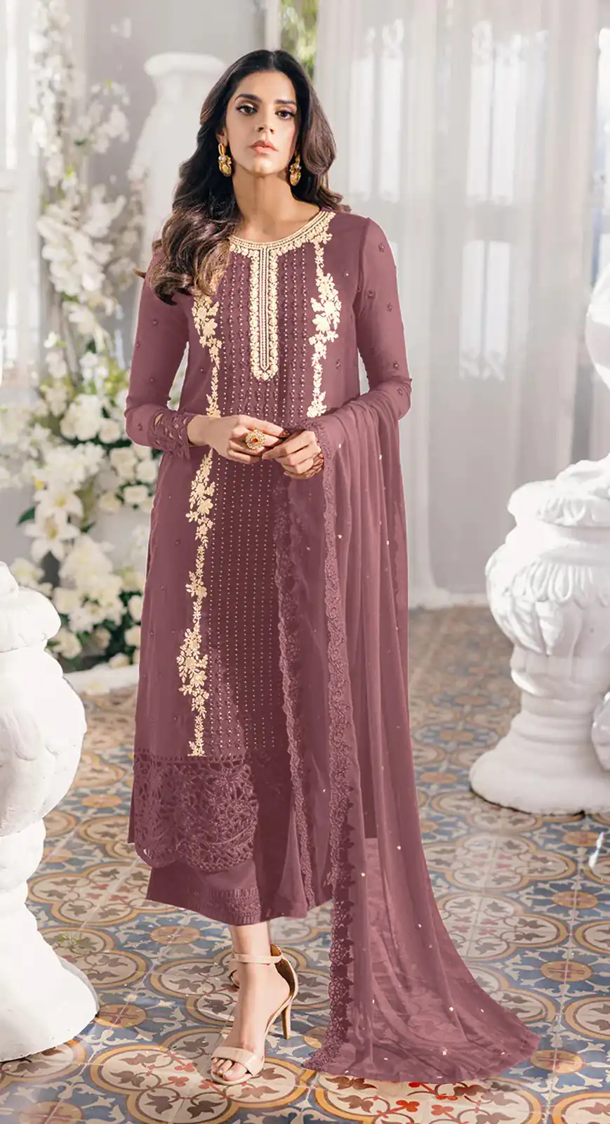 FC Mariya 1032 Onion Heavy Georgette Embroidery Anarkali Suit Wedding, Party, Festive events, etc. Expected Delivery  4-6 Working Days @1949/- Only | Anarkali Suits, Bollywood Anarkali, Creative-Anarkali, Designer Anarkali, Embroidered Anarkali, Party Wear Anarkali
