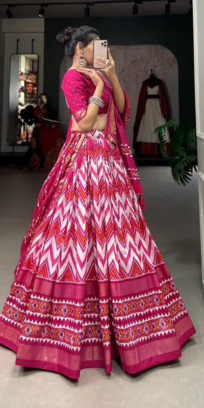 LNB1683 Pink Color Tussar Silk Leheriya Foil Print Lehenga Choli Gotta Patti Lace Festive Party Wedding, Events etc. Delivery 4-6 Working Days @2199 | Bollywood Lehenga, Creative Lehenga, Designer Lehenga, Embroidered Lehenga, Lehenga, Party Wear Lehenga