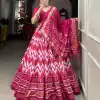 Dazzling Pink Color Tussar Silk Leheriya Foil Print Lehenga Choli