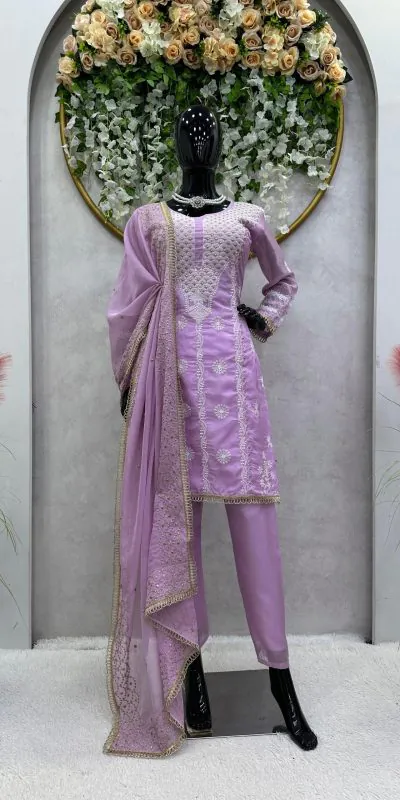  RTC 5689 Purple Color Tabby Organza Thread Sequence Work Kurti Casual, Wedding, Party, Festive, Events Etc. Expected Delivery 4-6 Working Days @1999/- | Bollywood Kurti, Creative Kurtis, Designer Kurti, Kurti, Party Wear Kurti, Selfie Kurti