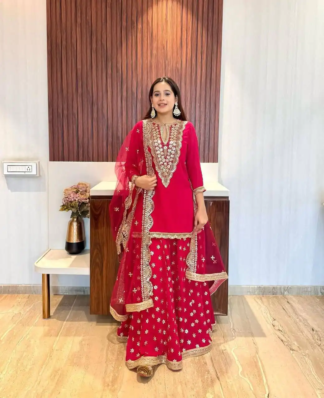 NSR 784 Red Color Georgette Embroidery Sequence Mirror Hand Work Salwar Suit Casual, Party Festive, Events Etc. Expected Delivery 4-6 Working Days @2050/- | Jump Suits, Casual Suits, Creative suits, Designer Suits, Palazzo Suits, Party Wear Suits, Patiala Suits, Salwar suit, Straight Suits