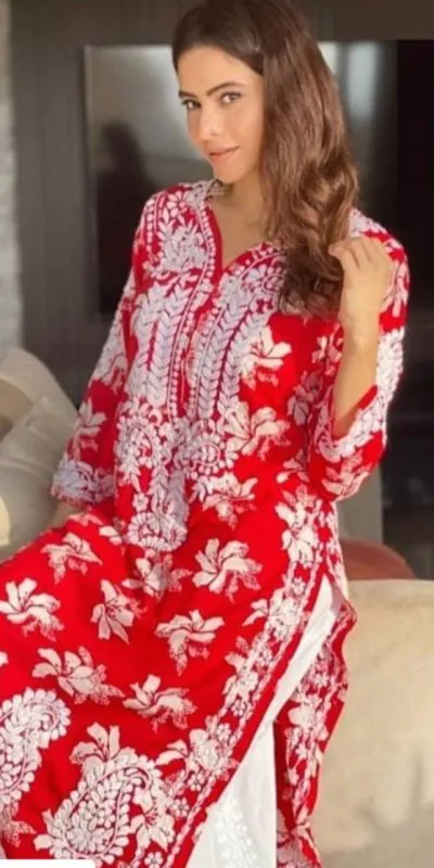 ST 150 Red Color Foix Georgette Fancy Digital Printed Salwar Suit Casual, Wedding, Party, Festive, Events Etc. Expected Delivery 4-6 Working Days @1750/- | Jump Suits, Casual Suits, Creative suits, Designer Suits, Palazzo Suits, Party Wear Suits, Patiala Suits, Salwar suit, Straight Suits