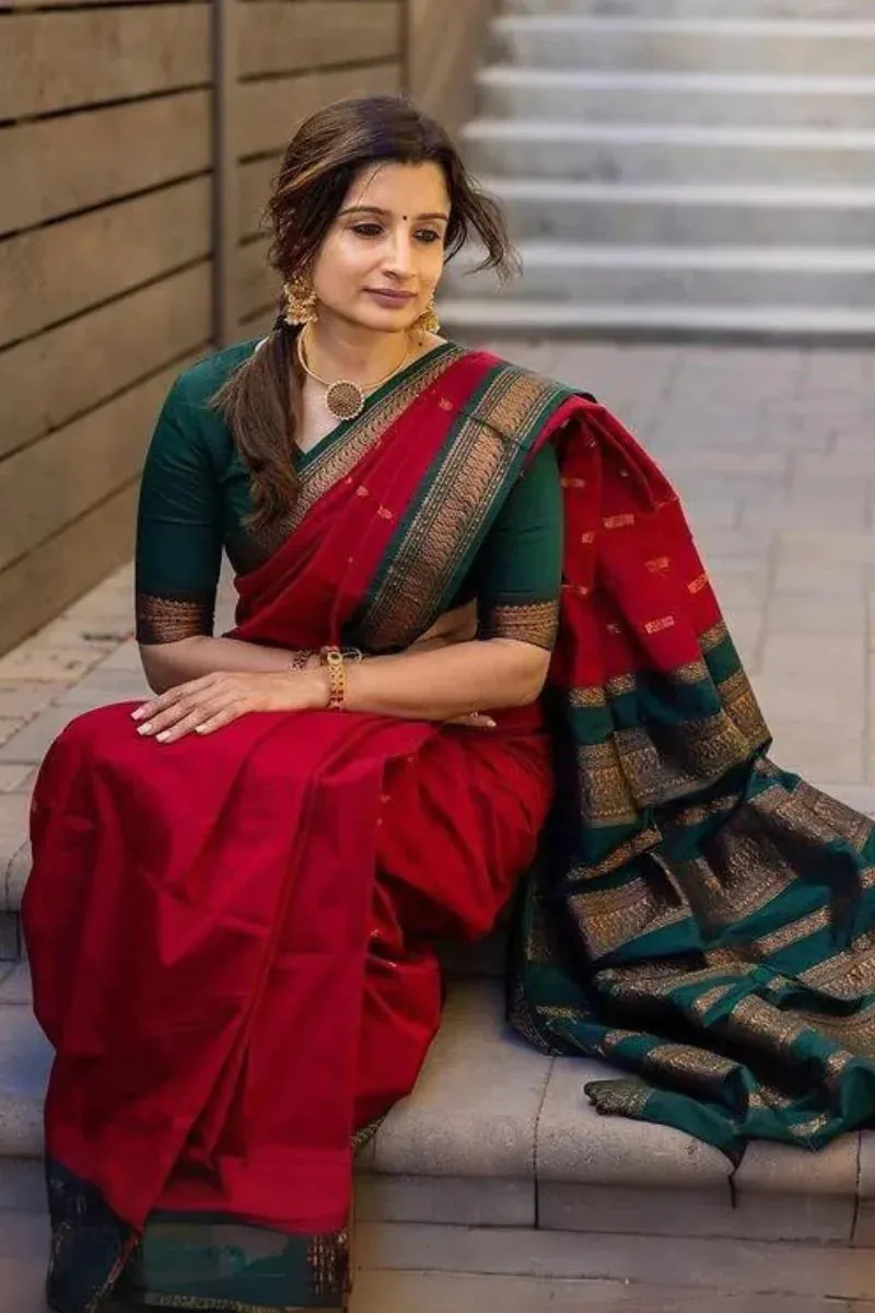 KP - 5044 Red Color Soft Lichi Silk Jacquard On All Over Saree Casual, Party Wear, Wedding, Events Etc. Expected Delivery 4-6 Working Days @1449/- | Embroidered Sarees, Bollywood Sarees, Creative Sarees, Designer Sarees, Ethnic Saree, Modern Digital sarees, Party Wear Sarees, Sarees