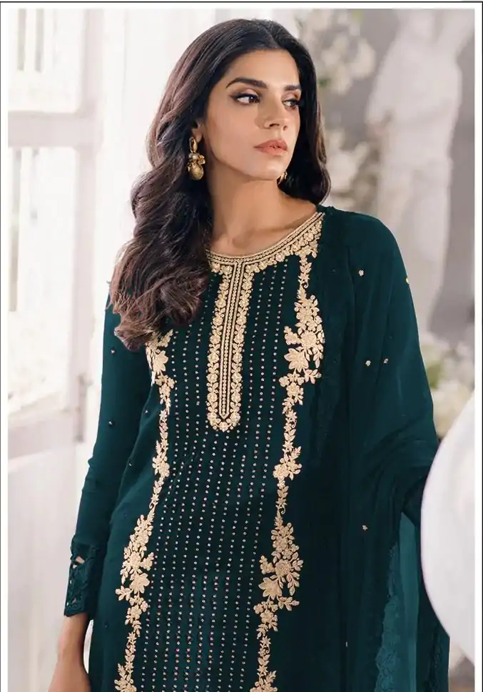 FC Mariya 1032 Stone Green Color Heavy Georgette Embroidery Anarkali Suit Wedding, Party, Festive events, etc. Expected Delivery  4-6 Working Days @1949/- | Anarkali Suits, Bollywood Anarkali, Creative-Anarkali, Designer Anarkali, Embroidered Anarkali, Party Wear Anarkali