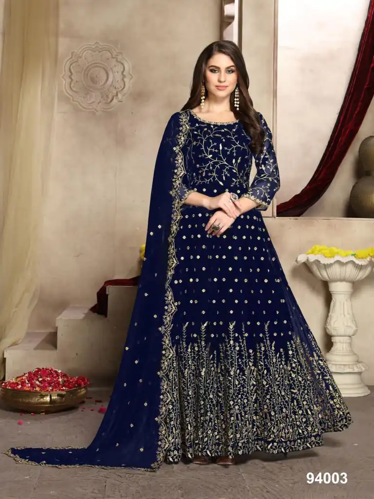 FC 94002 Black Color Georgette Multi Thread Zari Stich Anarkali Suit Wedding, Party, Festive events, etc. Expected Delivery 4-6 Working Days @2149/- | Anarkali Suits, Bollywood Anarkali, Creative-Anarkali, Designer Anarkali, Embroidered Anarkali, Party Wear Anarkali