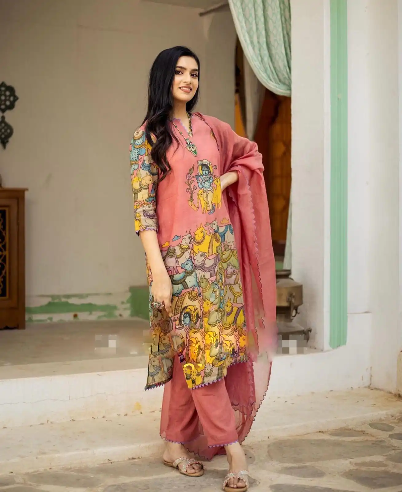 Pc-360 Pink Color Cotton Kalamkari Print Work Casual, Party Wear, Wedding, Events, Festivals Wear Etc. Expected Delivery 4-6 Working Days @1899/- | Bollywood Kurti, Creative Kurtis, Designer Kurti, Kurti, Party Wear Kurti, Selfie Kurti
