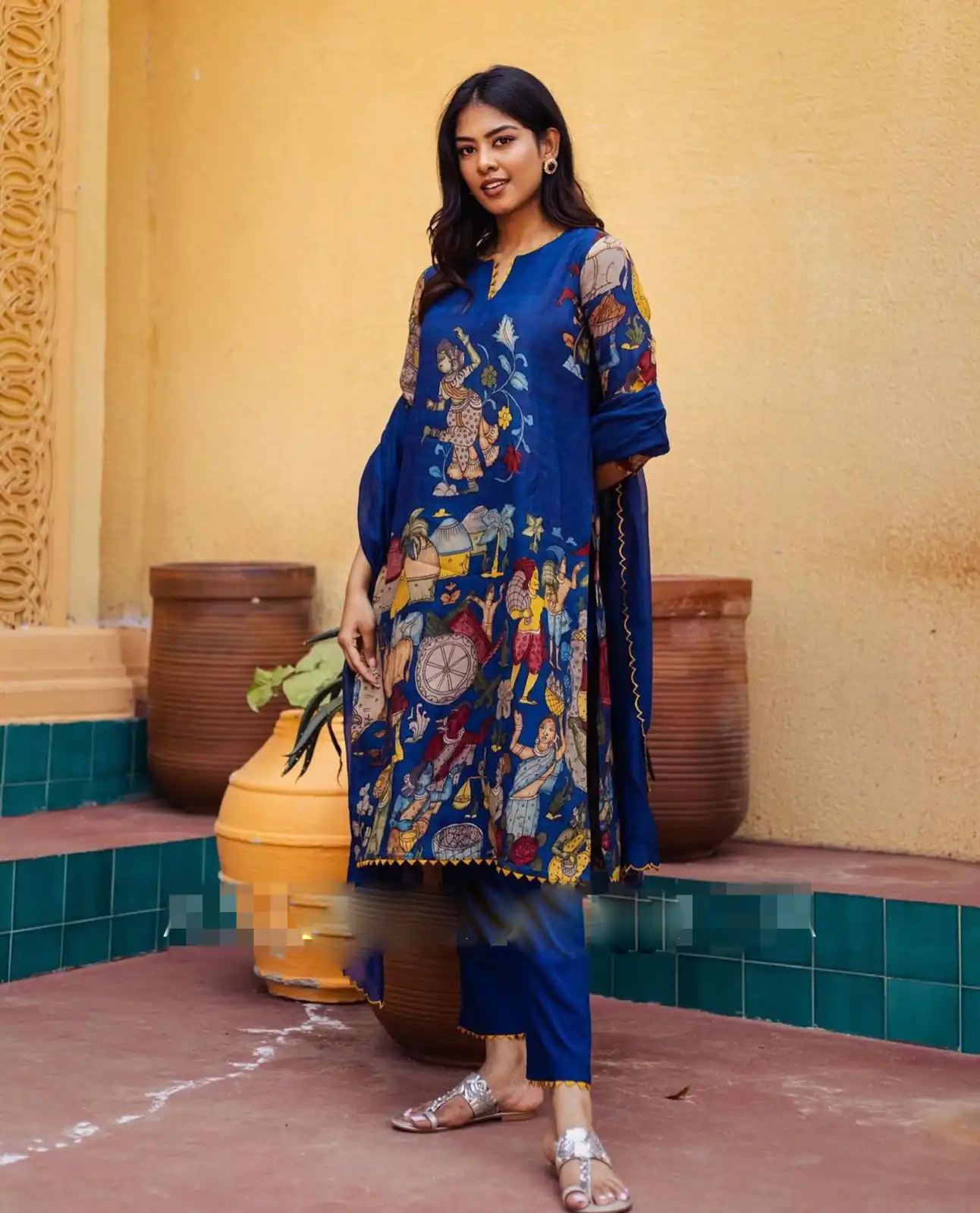 Pc 360 Royal Blue Color Cotton Kalamkari Print Work Casual, Party Wear, Wedding, Events, Festivals Wear Etc. Expected Delivery 4-6 Working Days @1899/- | Bollywood Kurti, Creative Kurtis, Designer Kurti, Kurti, Party Wear Kurti, Selfie Kurti