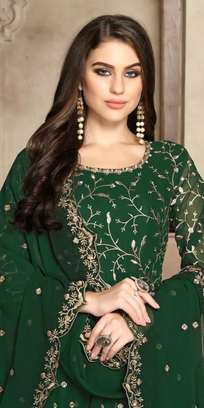 FC 94007 Stone Green Color Georgette Multi Thread Zari Stich Anarkali Suit Wedding, Party, Festive events, etc. Expected Delivery  4-6 Working Days @2149/- | Anarkali Suits, Bollywood Anarkali, Creative-Anarkali, Designer Anarkali, Embroidered Anarkali, Party Wear Anarkali