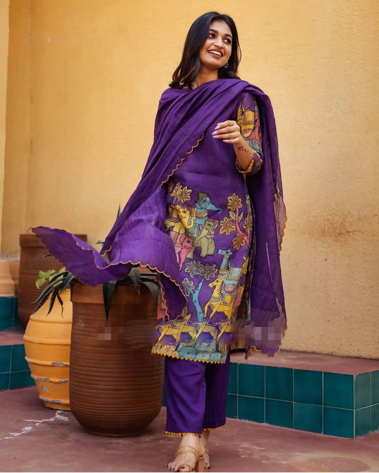 Pc 360 Violet Color Cotton Kalamkari Print Work Casual, Party Wear, Wedding, Events, Festivals Wear Etc. Expected Delivery 4-6 Working Days @1899/- | Bollywood Kurti, Creative Kurtis, Designer Kurti, Kurti, Party Wear Kurti, Selfie Kurti