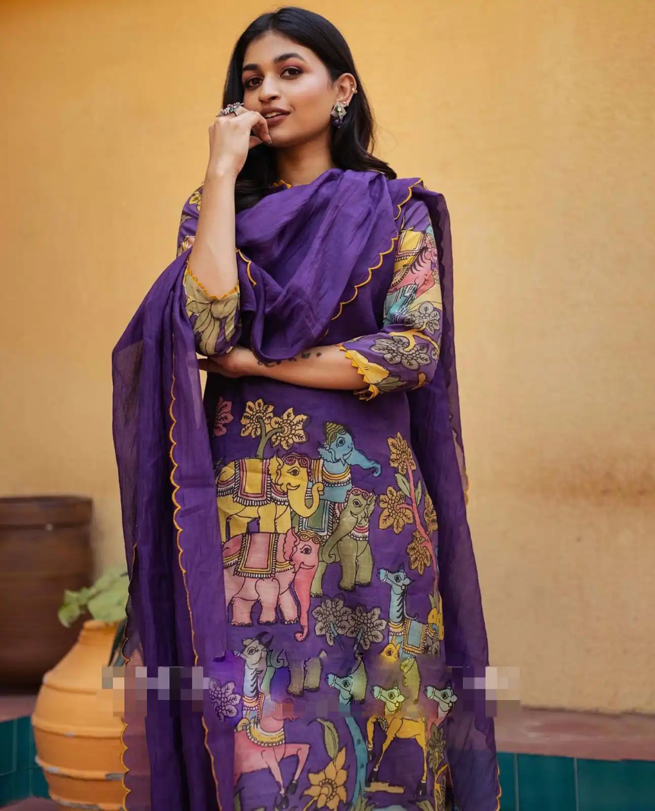 Pc 360 Violet Color Cotton Kalamkari Print Work Casual, Party Wear, Wedding, Events, Festivals Wear Etc. Expected Delivery 4-6 Working Days @1899/- | Bollywood Kurti, Creative Kurtis, Designer Kurti, Kurti, Party Wear Kurti, Selfie Kurti