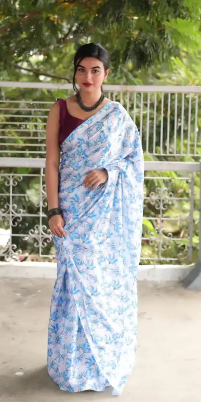 Veechis 105 Light Blue Heavy Devsena Soft Silk Saree Digital Print Saree Casual, Party , Festive, Events Etc. Expected Delivery 4-6 Working Days @1499/- | Bollywood Sarees, Creative Sarees, Designer Sarees, Embroidered Sarees, Modern Digital sarees, Party Wear Sarees, Sarees