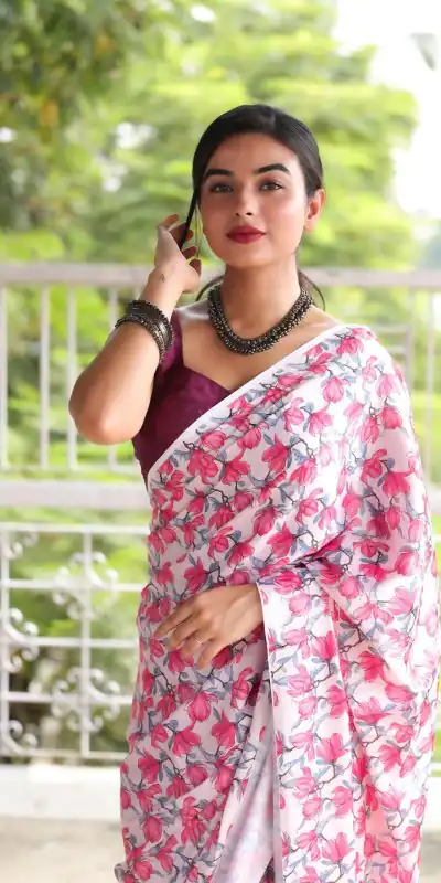 Veechis 105 Pink Heavy Devsena Soft Silk Saree Digital Print Saree Casual, Party , Festive, Events Etc. Expected Delivery 4-6 Working Days @1499/- | Bollywood Sarees, Creative Sarees, Designer Sarees, Embroidered Sarees, Modern Digital sarees, Party Wear Sarees, Sarees