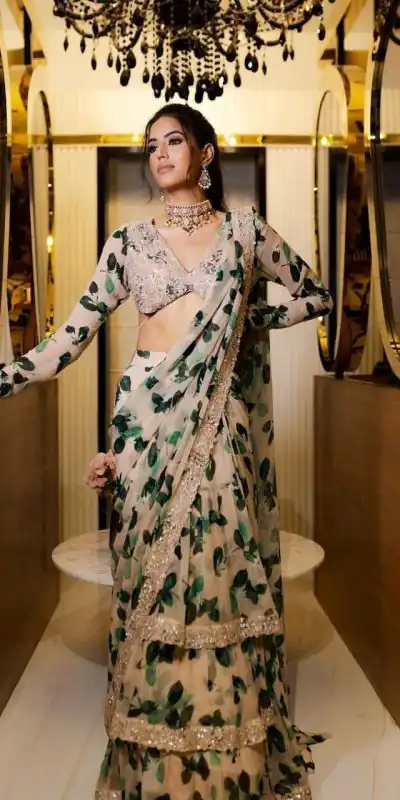 KD 381 White  Saree : Georgette Thread Digital Print Work Saree Casual, Party, Wedding, Festive, Events Etc.  Expected Delivery 4-6 Working Days @2099/- | Bollywood Sarees, Creative Sarees, Designer Sarees, Embroidered Sarees, Modern Digital sarees, Party Wear Sarees, Sarees