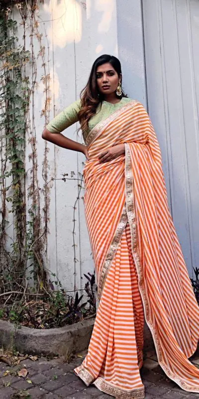 JR 525 Orange Color Printed Georgette Embroidery Work Saree Casual, Wedding, Festive, Events . Expected Delivery 4-6 Working Days @1549/- | Bollywood Sarees, Creative Sarees, Designer Sarees, Embroidered Sarees, Ethnic Saree, Modern Digital sarees, Party Wear Sarees, Sarees