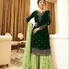 Fancy StoneGreen Color Georgette Embroidery Stone Sharara Suit