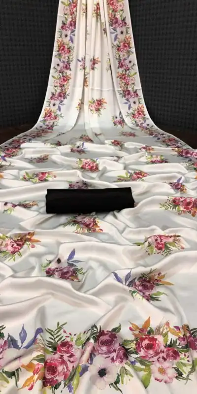 Veechis AROHI White Heavy Devsena Soft Silk Saree Digital Print Saree Casual, Party , Festive, Events Etc. Expected Delivery 4-6 Working Days @1499/- | Bollywood Sarees, Creative Sarees, Designer Sarees, Embroidered Sarees, Modern Digital sarees, Party Wear Sarees, Sarees