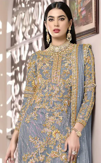 Ds 455 Slate Color Net Embroidery Diamond Work Sharara Suit With Diamond Work    Wedding, Party, Festive, Events Etc. Expected Delivery 4-6 Working Days @1949 | Casual Suits, Creative suits, Designer Suits, Palazzo Suits, Party Wear Suits, Salwar suit, Straight Suits