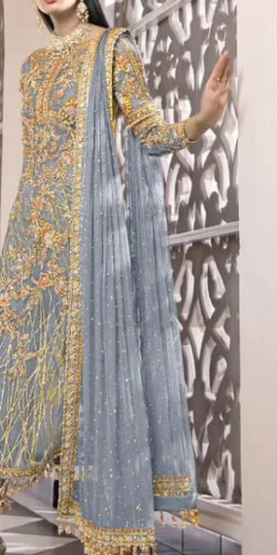 Ds 455 Slate Color Net Embroidery Diamond Work Sharara Suit With Diamond Work    Wedding, Party, Festive, Events Etc. Expected Delivery 4-6 Working Days @1949 | Casual Suits, Creative suits, Designer Suits, Palazzo Suits, Party Wear Suits, Salwar suit, Straight Suits