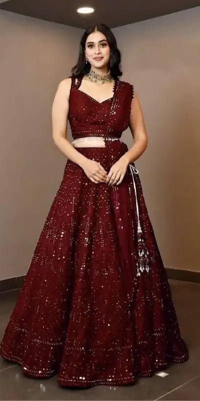 RC 215 Maroon Color Heavy Georgette Embroidery Sequins Work lace border Lehenga Choli Casual, Wedding, Party, Festive, Events Etc. 4-6 Working Days 1999/- | Bollywood Lehenga, Creative Lehenga, Designer Lehenga, Embroidered Lehenga, Lehenga, Party Wear Lehenga