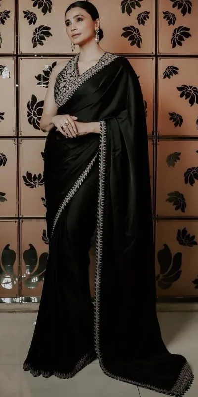 KD 463 Black Color Satin Silk Thread & Sequence Work Saree Casual, Party, Wedding, Festive, Events Etc.  Expected Delivery  4-6 Working Days @1749/- Only | Bollywood Sarees, Creative Sarees, Designer Sarees, Embroidered Sarees, Ethnic Saree, Modern Digital sarees, Party Wear Sarees, Sarees