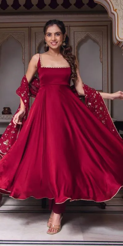 SRK 5128 Red Color Heavy Faux Georgette With Fully Flair Salwar Suit Wedding, Party, Festive, Events Expected Delivery 4-6 Working Days @ 1899/- | Casual Suits, Jump Suits, Creative suits, Designer Suits, Palazzo Suits, Party Wear Suits, Patiala Suits, Salwar suit, Straight Suits