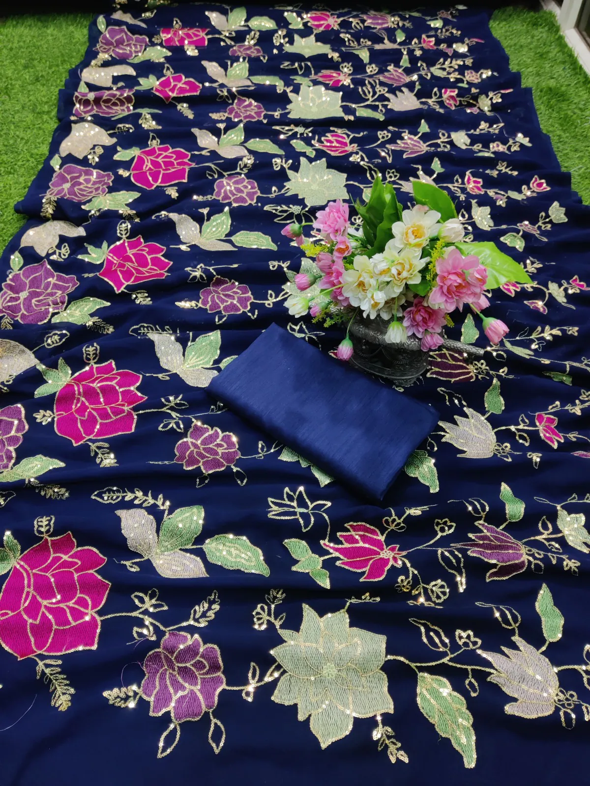 KT 248 Black Color Georgette Fancy Thread & Sequence Saree Casual, Party Wear, Wedding   Expected Delivery 4-6 Working Days@1799/- | Bollywood Sarees, Creative Sarees, Designer Sarees, Embroidered Sarees, Party Wear Sarees, Sarees