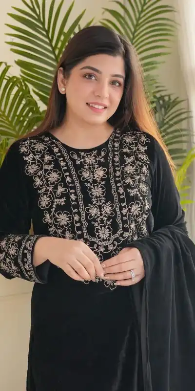 LG-1786 Black Color Viscos Velvet Embroidery Salwar Suit Paint Free Size Casual, Wedding, Festive, Events Etc. Expected Delivery 4-6 Working Days @1899/- | Casual Suits, Creative suits, Designer Suits, Party Wear Suits, Patiala Suits, Salwar suit, Straight Suits