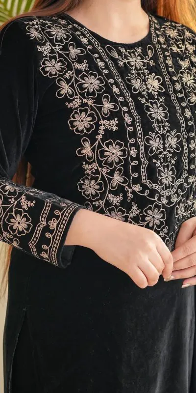LG-1786 Black Color Viscos Velvet Embroidery Salwar Suit Paint Free Size Casual, Wedding, Festive, Events Etc. Expected Delivery 4-6 Working Days @1899/- | Casual Suits, Creative suits, Designer Suits, Party Wear Suits, Patiala Suits, Salwar suit, Straight Suits