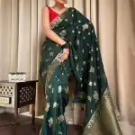 DDF 129 Green Color Banarasi Soft Silk Extra Ordinary Design Saree Casual, Party Wear, Events, Festivals Etc. Expected Delivery 4-6 Working Days 1449/- | Bollywood Sarees, Creative Sarees, Designer Sarees, Embroidered Sarees, Ethnic Saree, Modern Digital sarees, Party Wear Sarees, Sarees