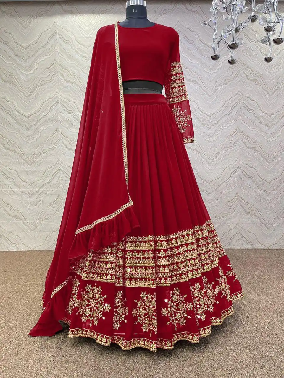 RC Butta Gold Red Color Heavy Georgette Embroidery Sequins Lehenga Choli Casual, Party Wedding, Festive, Events Etc. Delivery  4-6 Working Days 1699/- | Bollywood Lehenga, Creative Lehenga, Designer Lehenga, Embroidered Lehenga, Lehenga, Party Wear Lehenga