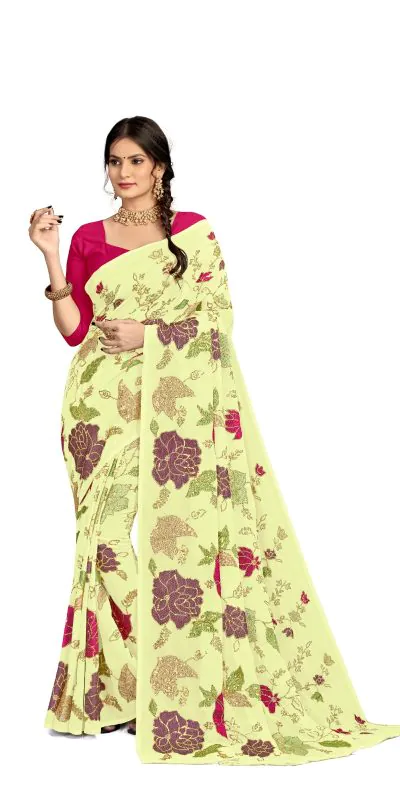 KT 248 Yellow Color Georgette Fancy Thread & Sequence Saree Casual, Party Wear, Wedding   Expected Delivery 4-6 Working Days@1799/- | Bollywood Sarees, Creative Sarees, Designer Sarees, Embroidered Sarees, Party Wear Sarees, Sarees