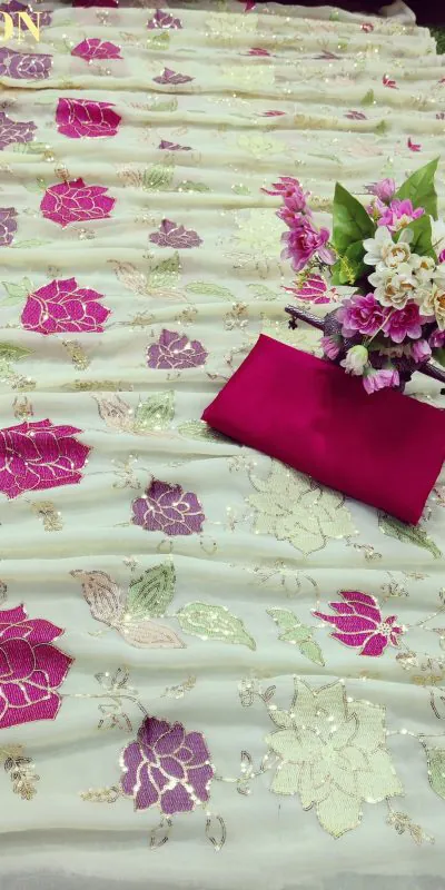 KT 248 Yellow Color Georgette Fancy Thread & Sequence Saree Casual, Party Wear, Wedding   Expected Delivery 4-6 Working Days@1799/- | Bollywood Sarees, Creative Sarees, Designer Sarees, Embroidered Sarees, Party Wear Sarees, Sarees