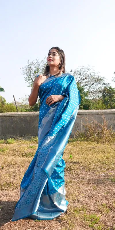 DDF 1009 Blue  Color Soft Lichi Silk Ordinary Design Rich Pallu Saree Casual, Party Wear, Events, Festivals Etc. Expected Delivery 4-6 Working Days 1349/- | Bollywood Sarees, Creative Sarees, Designer Sarees, Embroidered Sarees, Ethnic Saree, Modern Digital sarees, Party Wear Sarees, Sarees