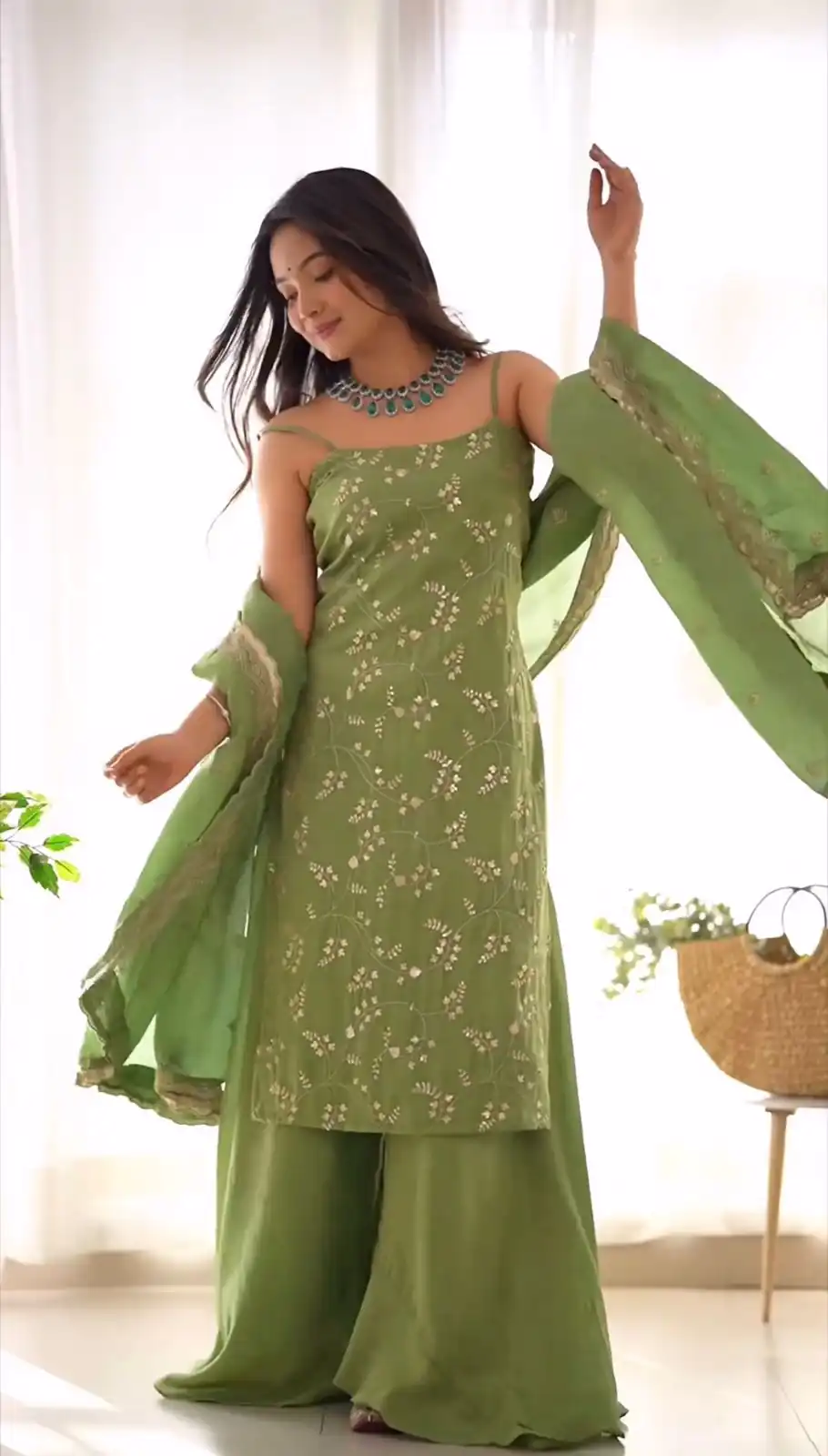 KD 1435 Green Color Jimmy Chu Thread & Sequence Work Salwar Suit Casual, Party, Festive, Events Wedding Etc.  Expected Delivery 4-6 Working Days @1999/- Only | Jump Suits, Casual Suits, Creative suits, Designer Suits, Palazzo Suits, Party Wear Suits, Salwar suit, Straight Suits