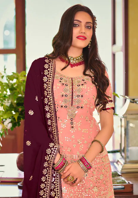 DS 1364 Light Pink Color Faux Georgette Embroidery Work Salwar Suit Wedding, Party, Festive, Events Expected Delivery 4-6 Working Days @ 2299/- | Jump Suits, Casual Suits, Creative suits, Designer Suits, Palazzo Suits, Party Wear Suits, Patiala Suits, Salwar suit, Straight Suits