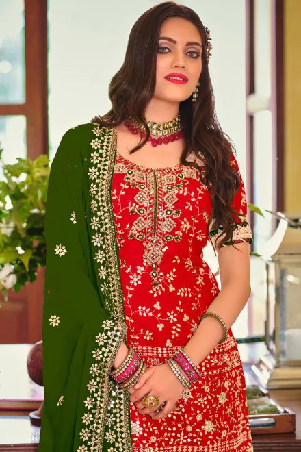 DS 1364 Maroon Color Faux Georgette Embroidery Work Salwar Suit Wedding, Party, Festive, Events Expected Delivery 4-6 Working Days @ 2299/- | Jump Suits, Casual Suits, Creative suits, Designer Suits, Palazzo Suits, Party Wear Suits, Patiala Suits, Salwar suit, Straight Suits