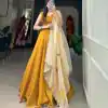 Grand Mustard Color Polyester Viscose Chadri Lehenga Choli