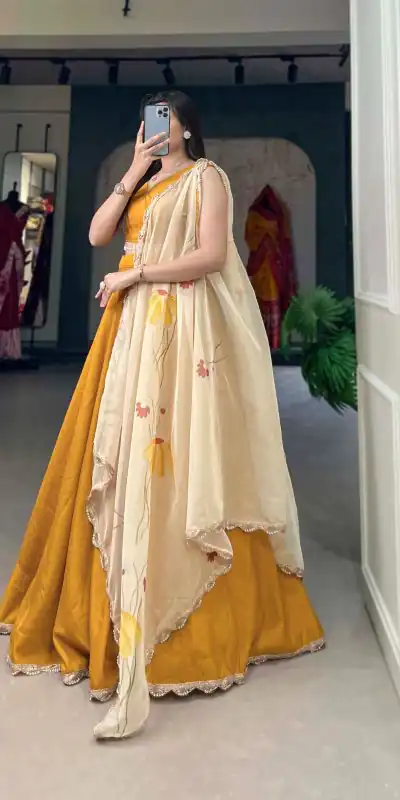 LNB1004 Mustard Color Polyester Viscose Chadri Lehenga Choli Gotta Patti Lace Festive Party Wedding, Events etc. Delivery 4-6 Working Days @2349/- | Bollywood Lehenga, Creative Lehenga, Designer Lehenga, Embroidered Lehenga, Lehenga, Party Wear Lehenga