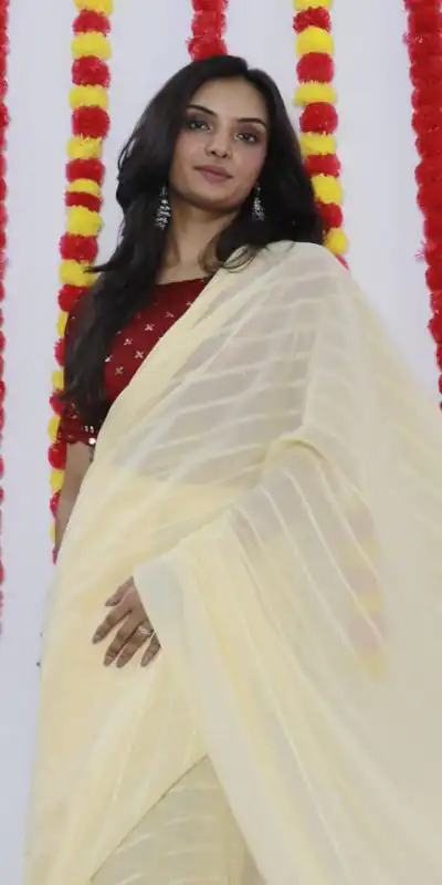 SF Chiffon  Light Yellow Color Soft chiffon Woven Satin Strips Saree Casual, Wedding, Festive, Events Etc. Expected Delivery  4-6 Working Days @1749/- | Bollywood Sarees, Creative Sarees, Designer Sarees, Embroidered Sarees, Ethnic Saree, Modern Digital sarees, Party Wear Sarees, Sarees