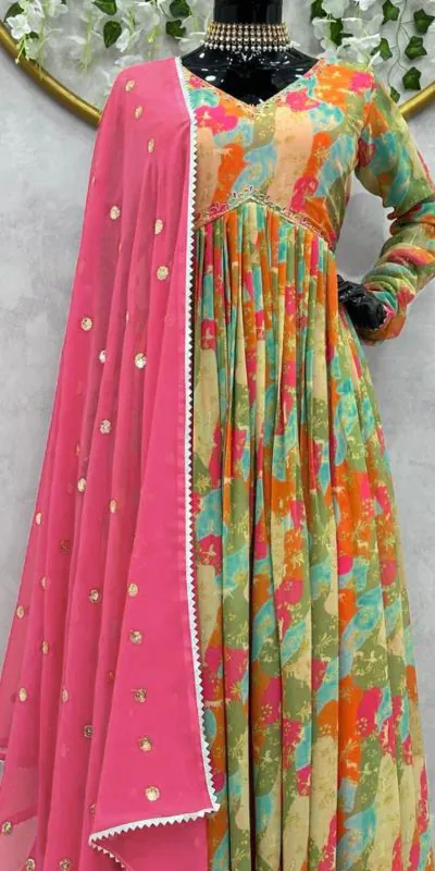 KD 1369 Green Color Faux Georgette Digital Print Salwar Suit Casual, Party, Festive, Events Wedding Etc.  Expected Delivery 4-6 Working Days @2049/- Only | Casual Suits, Creative suits, Designer Suits, Palazzo Suits, Party Wear Suits, Salwar suit, Straight Suits