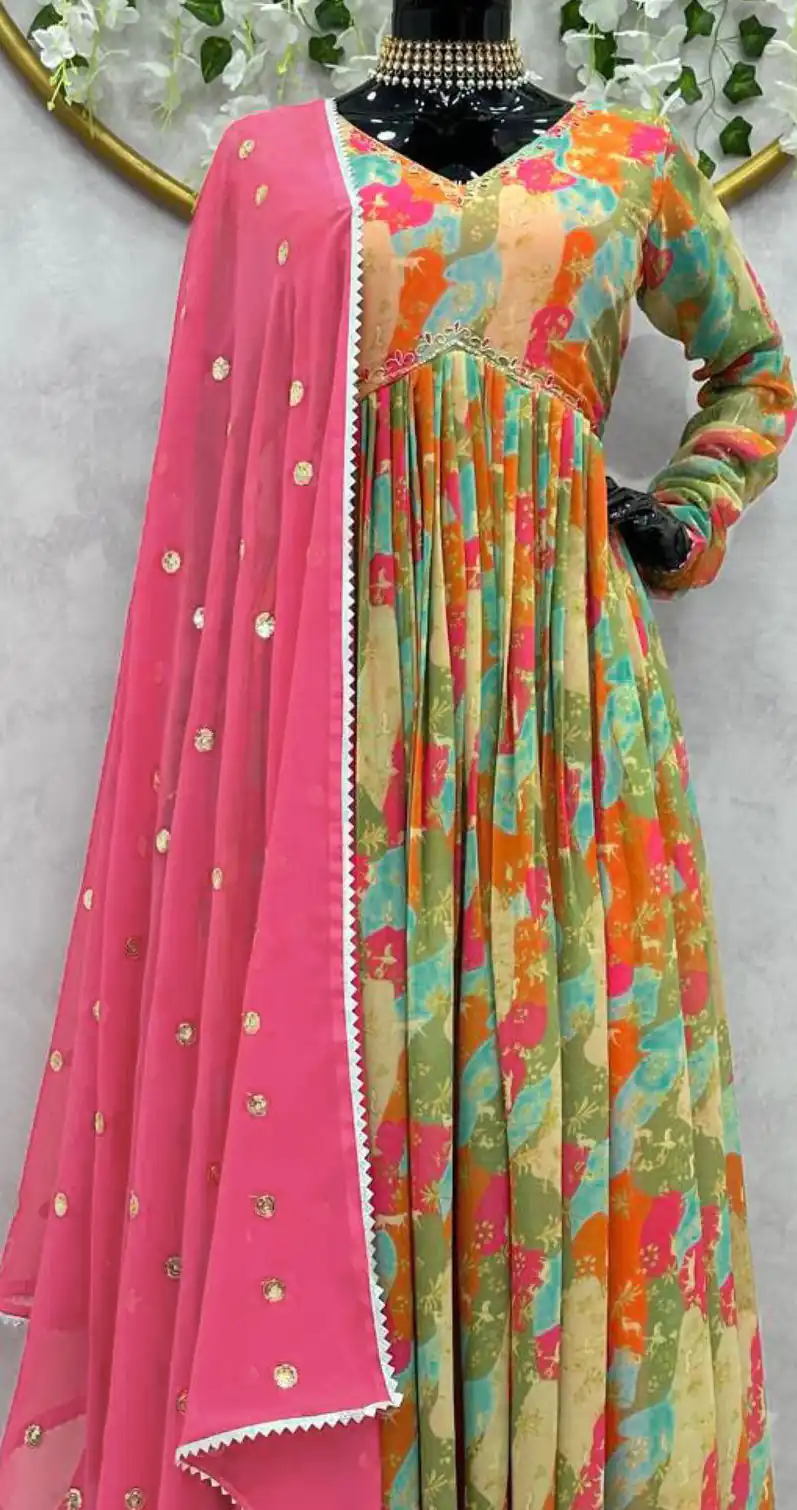 KD 1369 Green Color Faux Georgette Digital Print Salwar Suit Casual, Party, Festive, Events Wedding Etc.  Expected Delivery 4-6 Working Days @2049/- Only | Casual Suits, Creative suits, Designer Suits, Palazzo Suits, Party Wear Suits, Salwar suit, Straight Suits