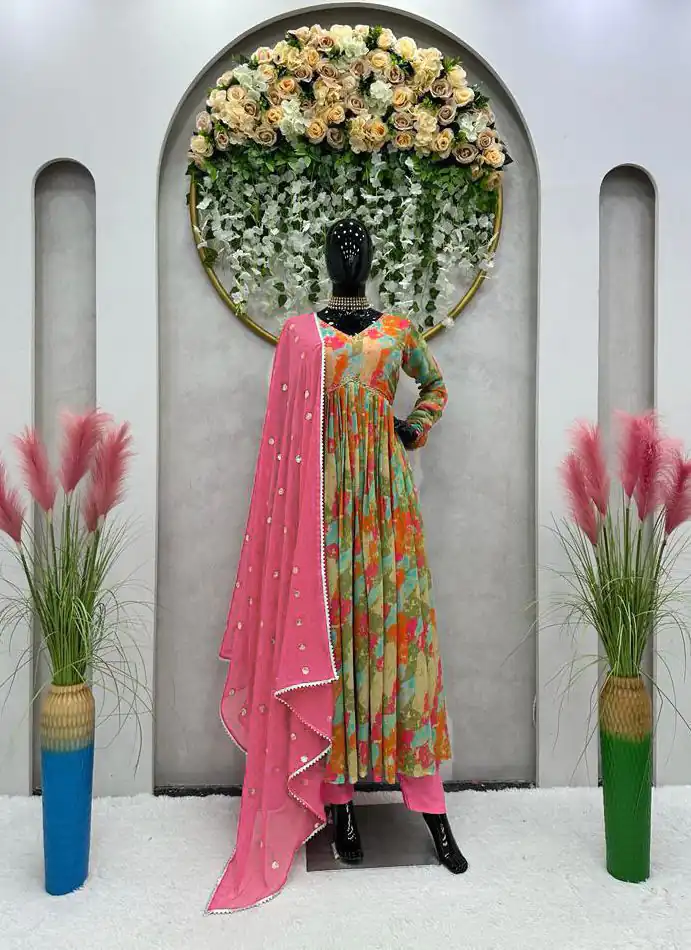 KD 1369 Green Color Faux Georgette Digital Print Salwar Suit Casual, Party, Festive, Events Wedding Etc.  Expected Delivery 4-6 Working Days @2049/- Only | Casual Suits, Creative suits, Designer Suits, Palazzo Suits, Party Wear Suits, Salwar suit, Straight Suits