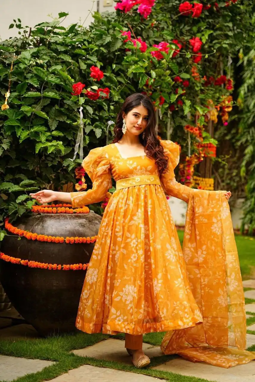 MF Yellow Belt Color Tabby Organza Work Sharara Suit Heavy Embroidery Work Wedding, Party, Festive, Events Etc. Expected 4-6 Working Days @1699/- | Jump Suits, Casual Suits, Creative suits, Designer Suits, Palazzo Suits, Party Wear Suits, Patiala Suits, Salwar suit, Straight Suits